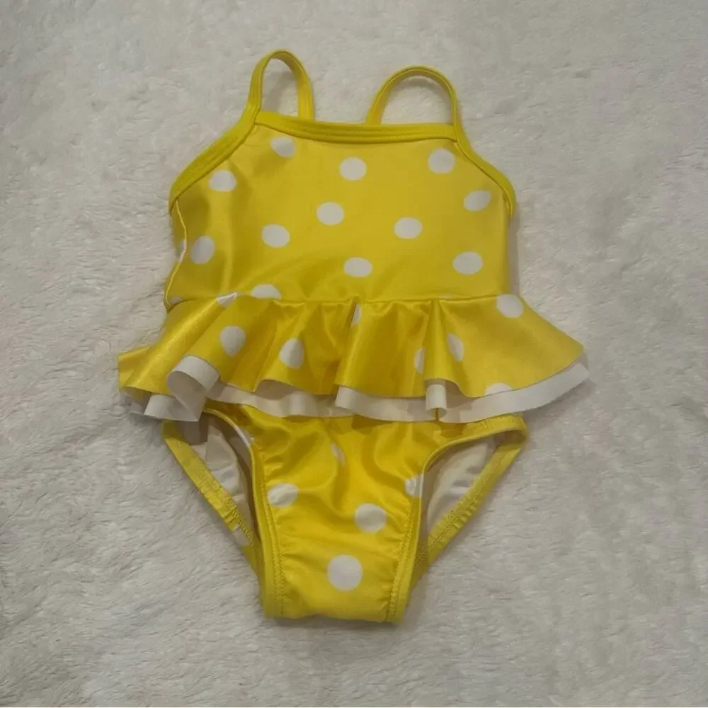 Gerber Yellow Polka Dot Bathing Suit sz 3-6 m Swimsuit